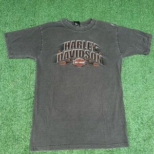 Y2K Harley Davidson Flame Graphic Tee Shirt Size Medium
